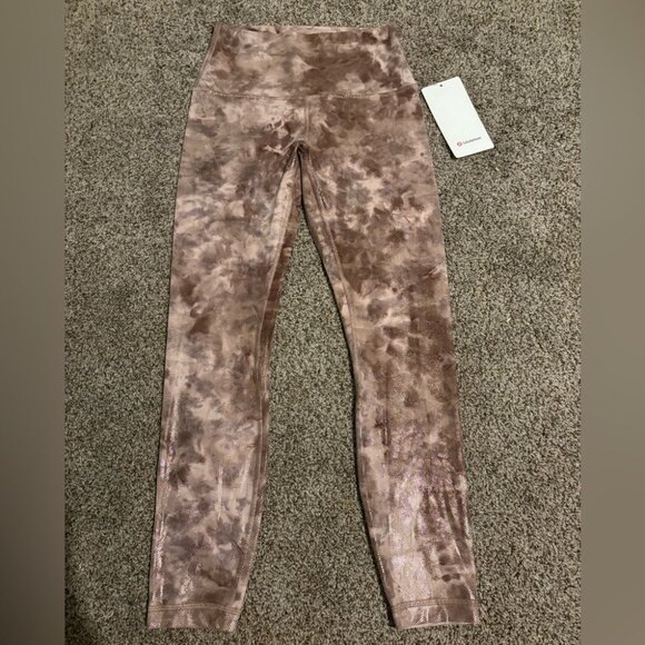 NEW Lululemon Align High-Rise 25” Diamond Dye Metallic Shine Pink Gold Leggings - Picture 4 of 11